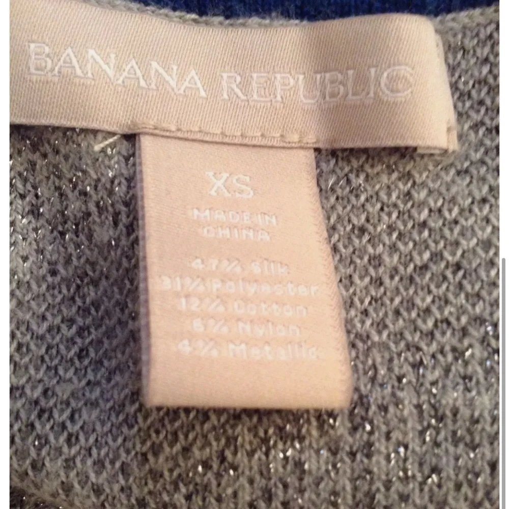 Banana republic silk poly small zebra gray metallic new cardigan career NWT - Picture 3 of 4